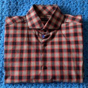 Mens Slim Fit Checkered Dress Shirt